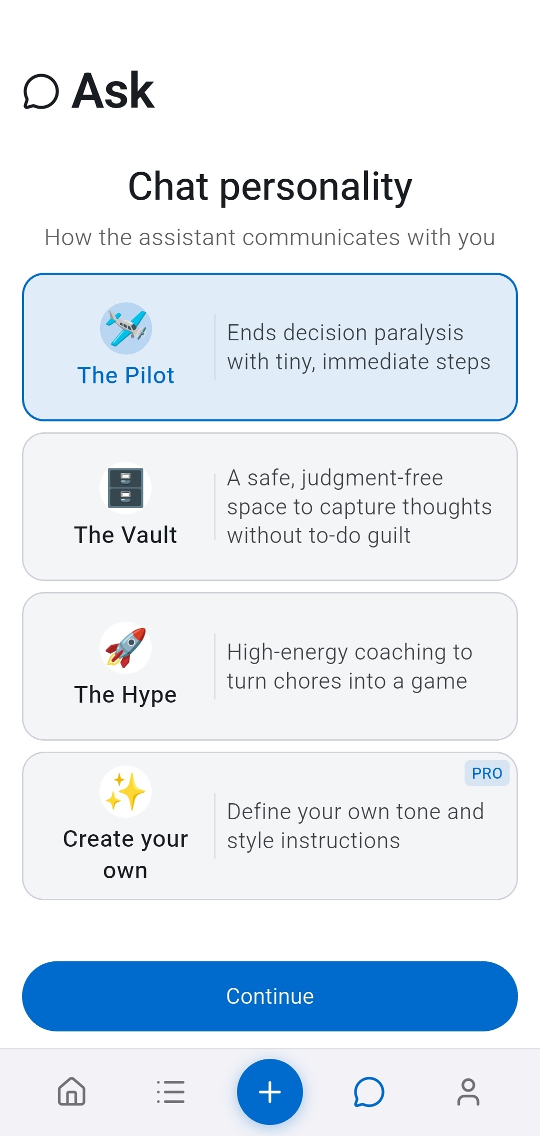 Recordo chat personality picker