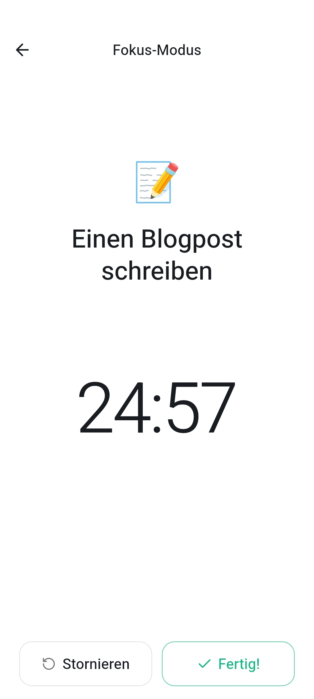 Recordo Momentum Mode timer running during a focus session