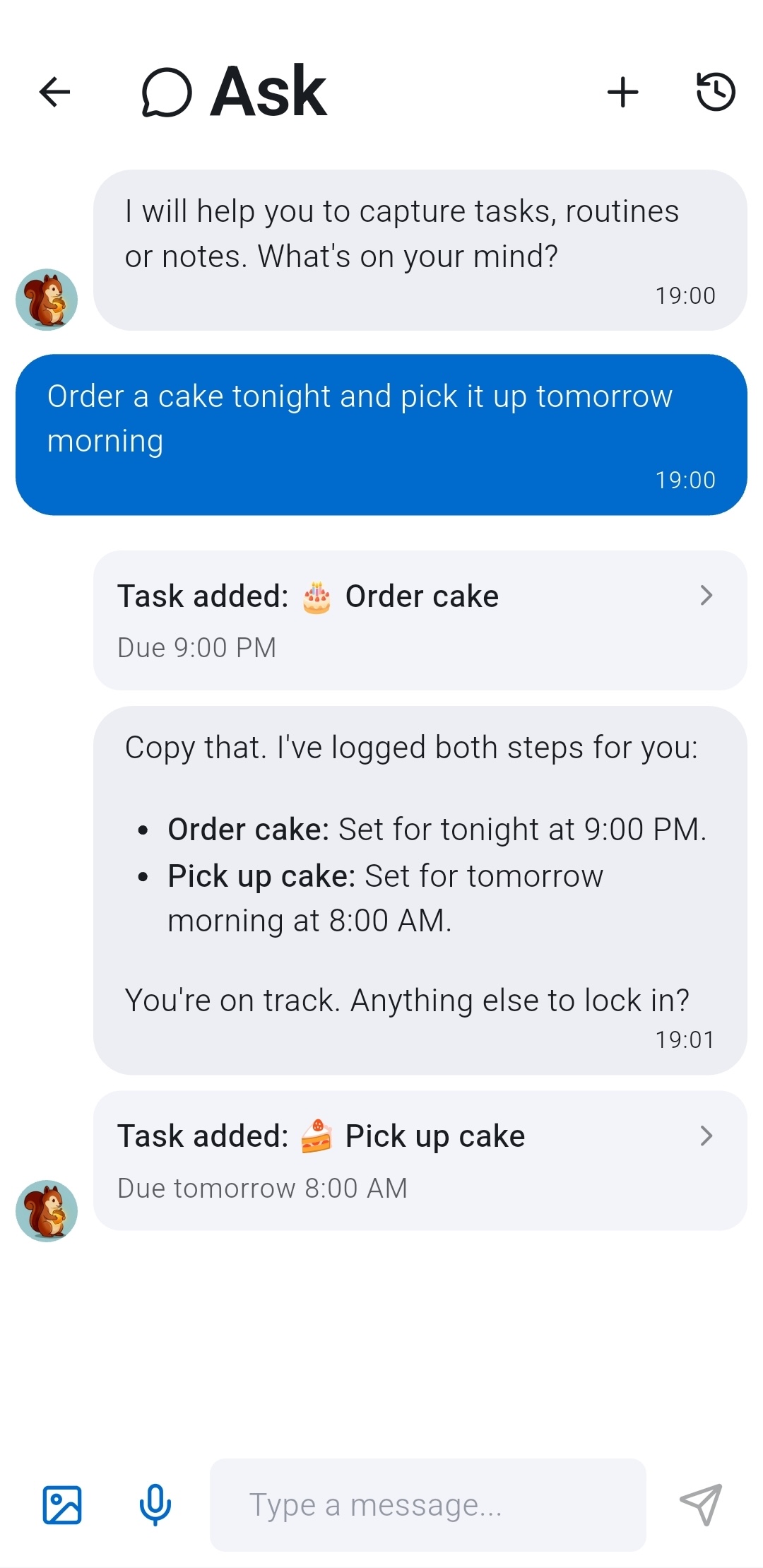 Recordo chat-first experience