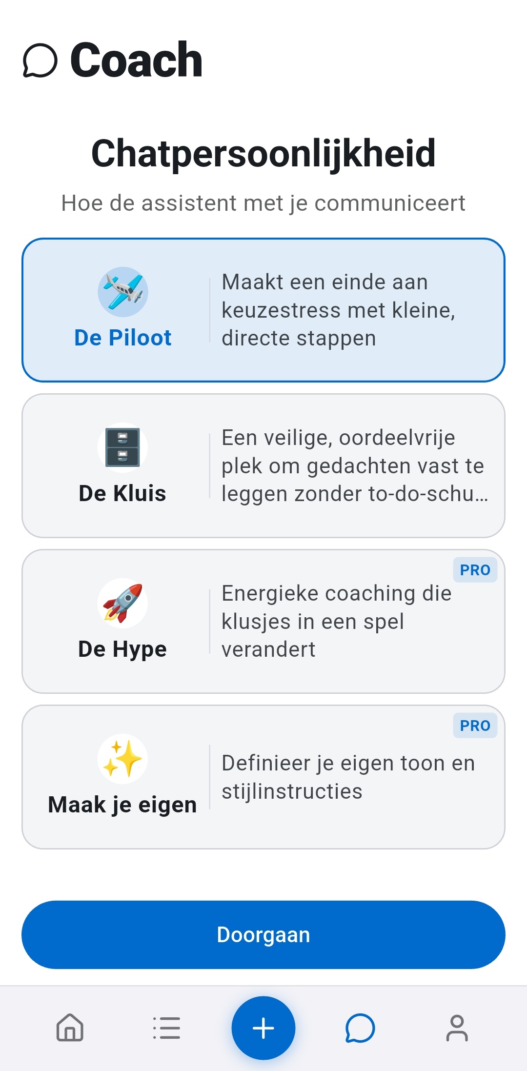 Kiezer voor chatpersoonlijkheid in Recordo