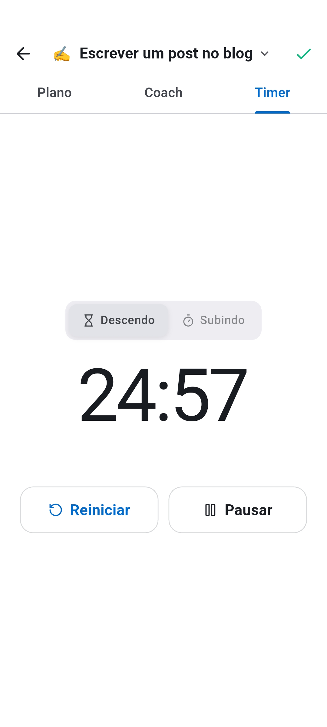 Recordo Momentum Mode timer running during a focus session