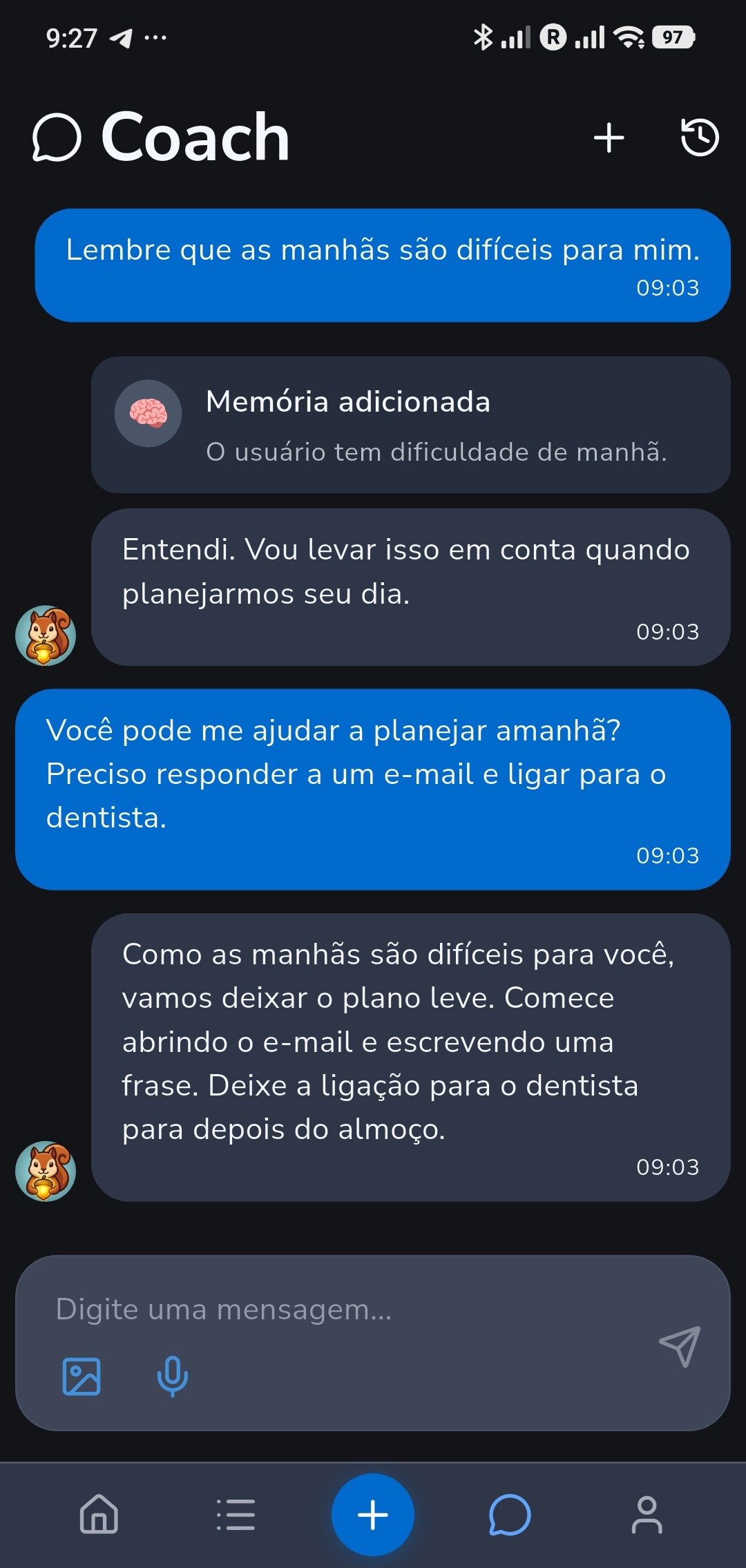 O Recordo Coach lembra que as manhãs são difíceis e usa esse detalhe em um plano posterior