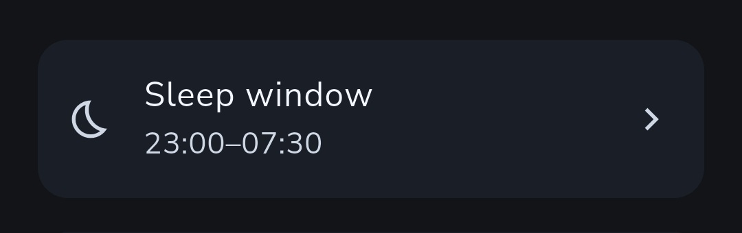 The saved Sleep window setting in Recordo
