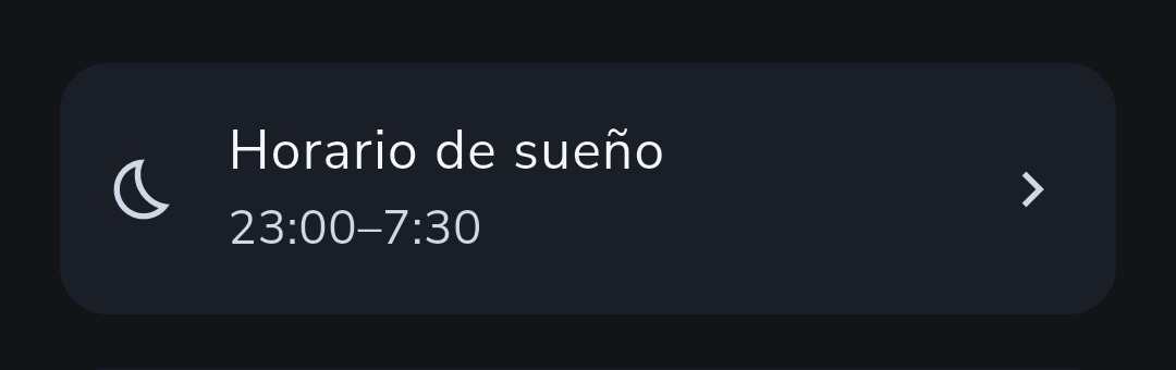 El ajuste Horario de sueño guardado en Recordo
