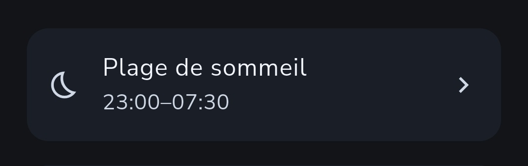 Le réglage Plage de sommeil enregistré dans Recordo