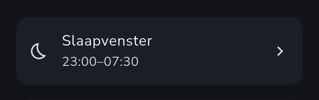 Het opgeslagen slaapvenster in de instellingen van Recordo
